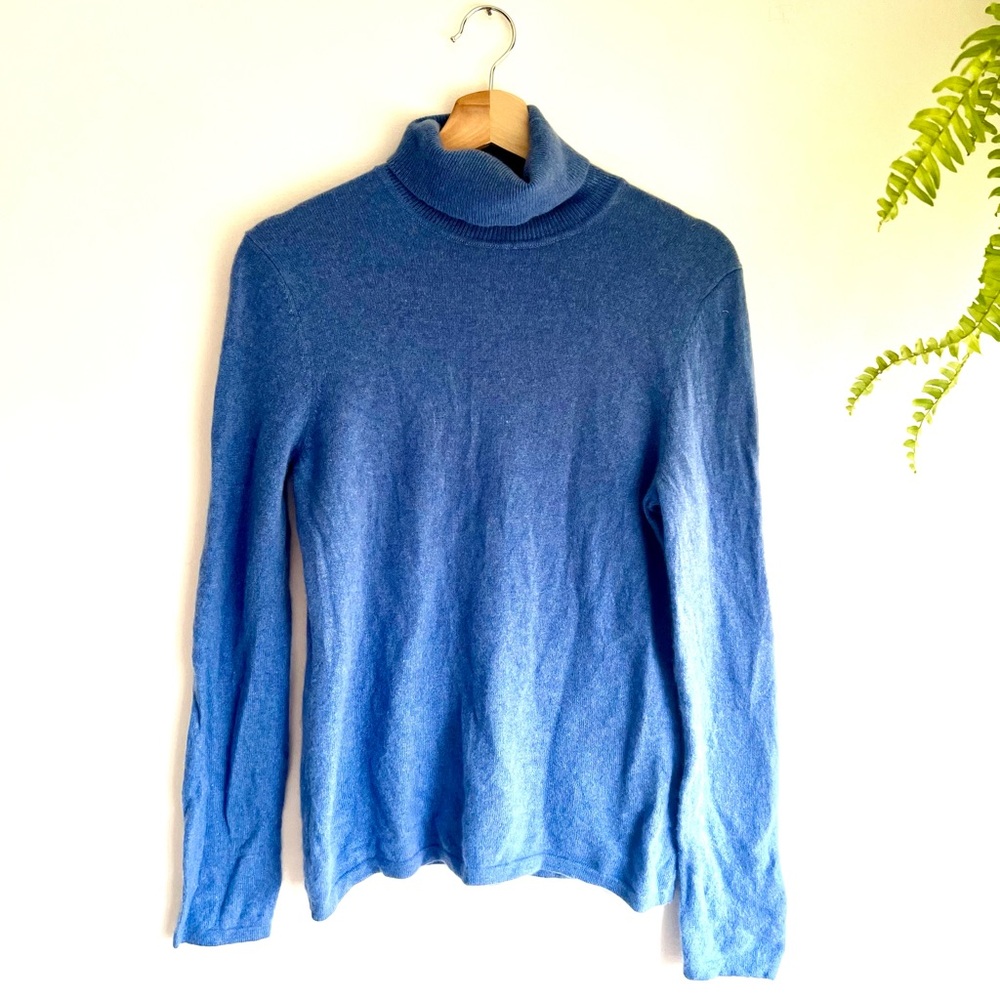 Lord & Taylor Classic Blue Turtleneck Sweater